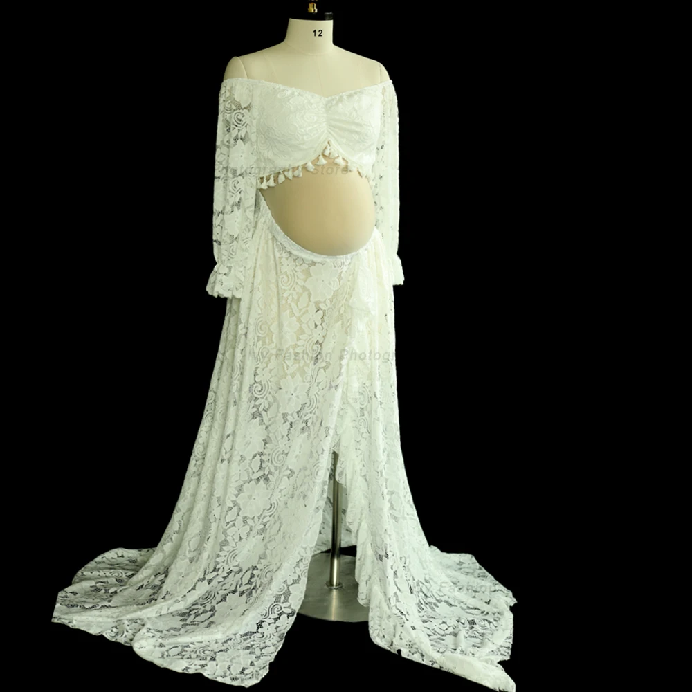 Boho Style Lace Maternity Dress Bohemian Photo Shooting Pregnancy Dress Baby Shower Ruffled Split Cut Lace Dress 8 Sb314ca5eb8834cf9a5e406dcdba1b712w