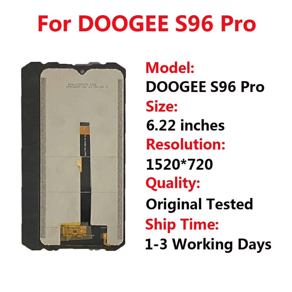 Original New Digitizer LCD Display Touch Screen 6.22 For Doogee S96 / S96 Pro e