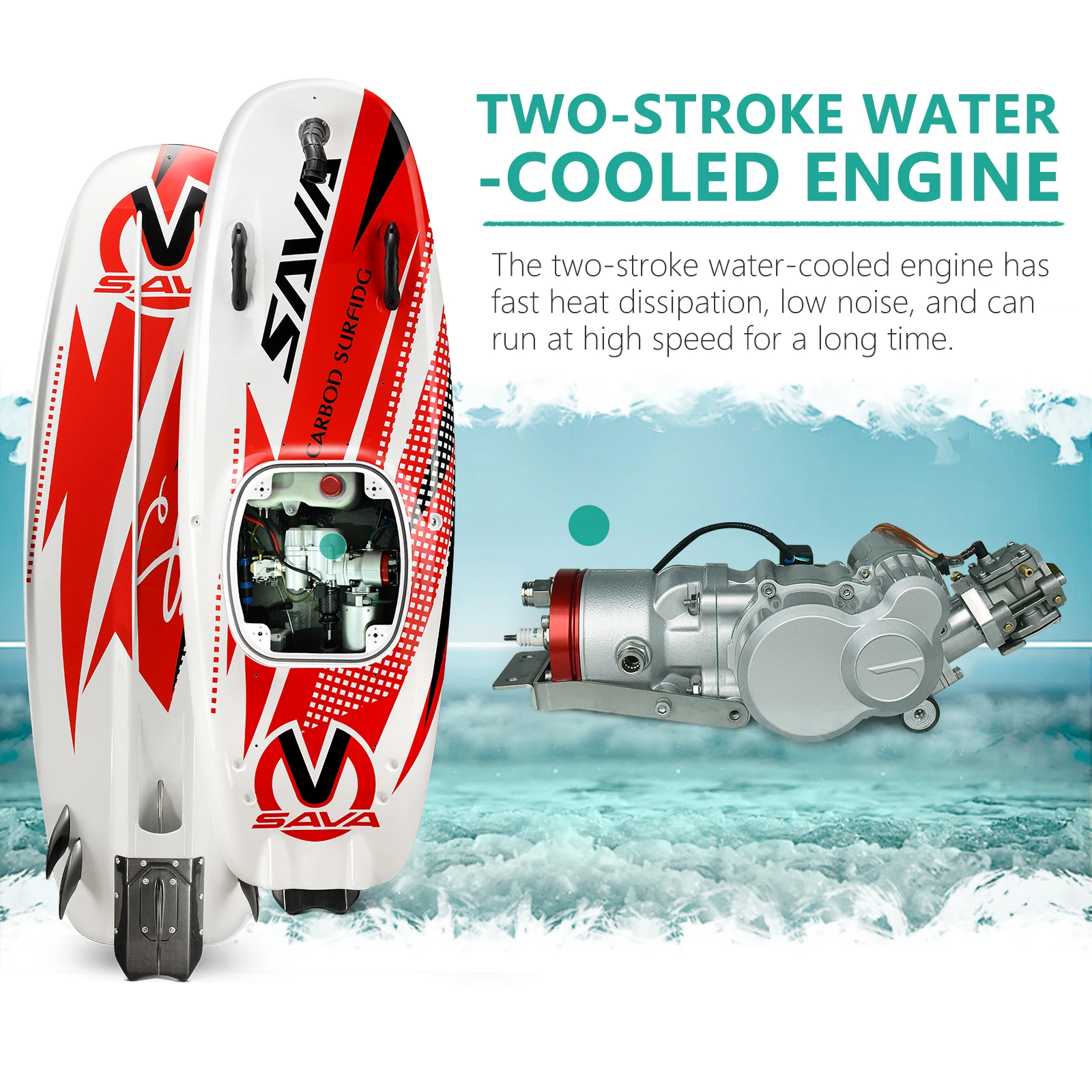 SAVAlightweightcarbonfibersurfboardfuelengine110ccsurfboard