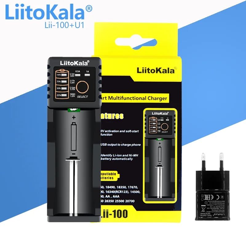 LiitoKala Lii-100 Lii-100B Lii-100C 18650 Battery Charger For 26650/18350/16340/18500/AA/AAA 3.7V 1.2V 3.2V LiFePO4 battery battery charger battery charger adapter