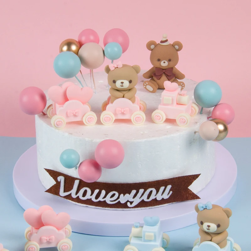 Bear Cake Topper Baby Shower Teddy Bear Cake Topper Pink or Blue Bear – C T  B