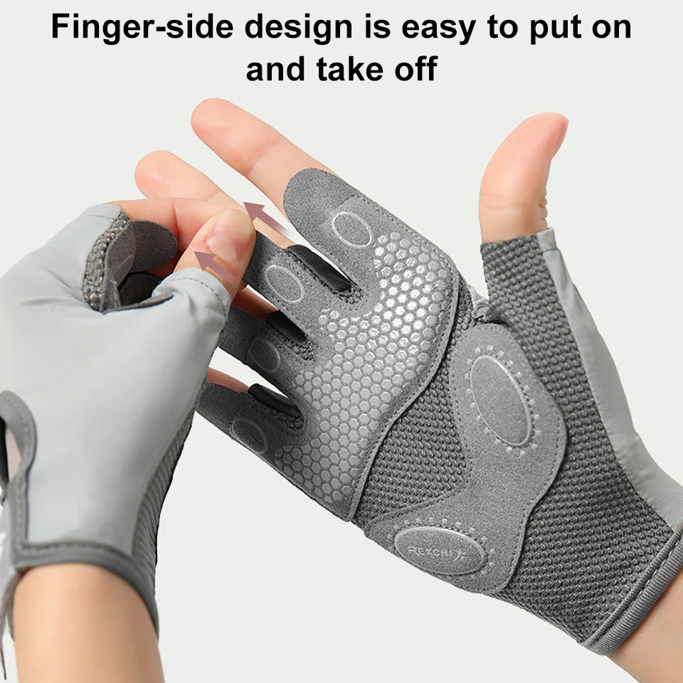 GOBYGO 1Pair Half-Finger Fitness Gloves Cycling Sports Weightlifting Workout Gloves Anti-slip Dumbbell Training Wrist Guard 5