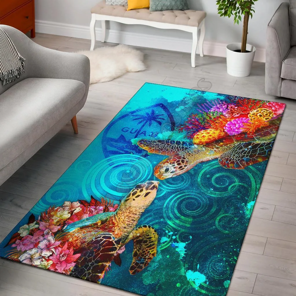 

Guam Area Rug - Hafa Adai With Map Carpet 3D All Over Printed Rug Home Decoration Themed Living Room Carpet