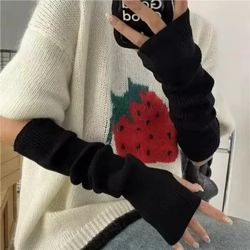 Fingerless Mittens Women Knitted Gloves Winter Arm Warmers 1