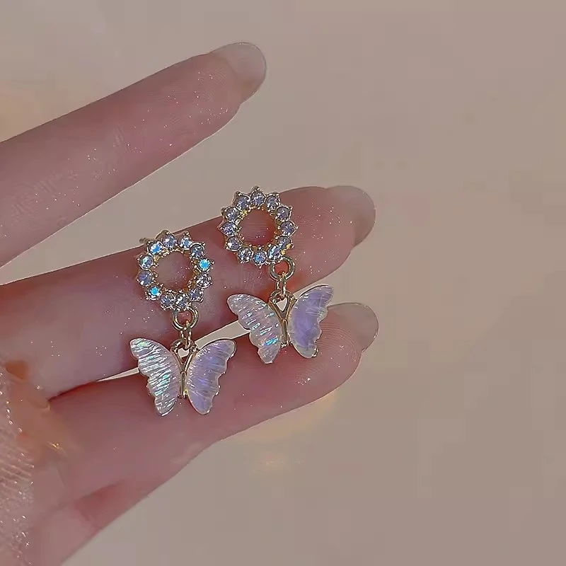 Korean Sweet Butterfly Drop Earrings For Women 2023 New