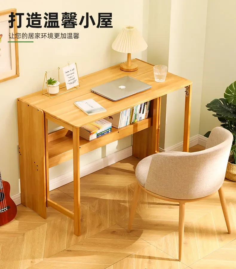 Description Picture 6 of itemFolding Desk Computer Table Desk Student Household Small Desktop Solid Wood Bedroom Bedside Writing Workbench