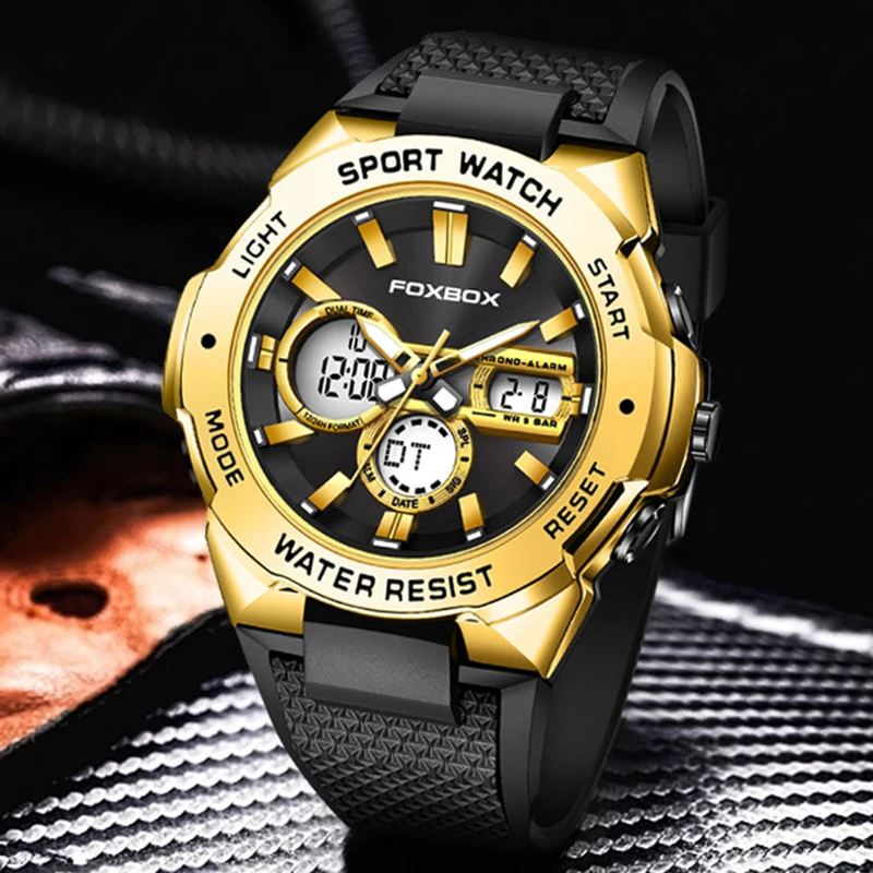 LIGE Military Watches for Men Luxury Sport Chronograph WristWatch ​Waterproof Quartz Big Clock Digital Dual display Male Watch
