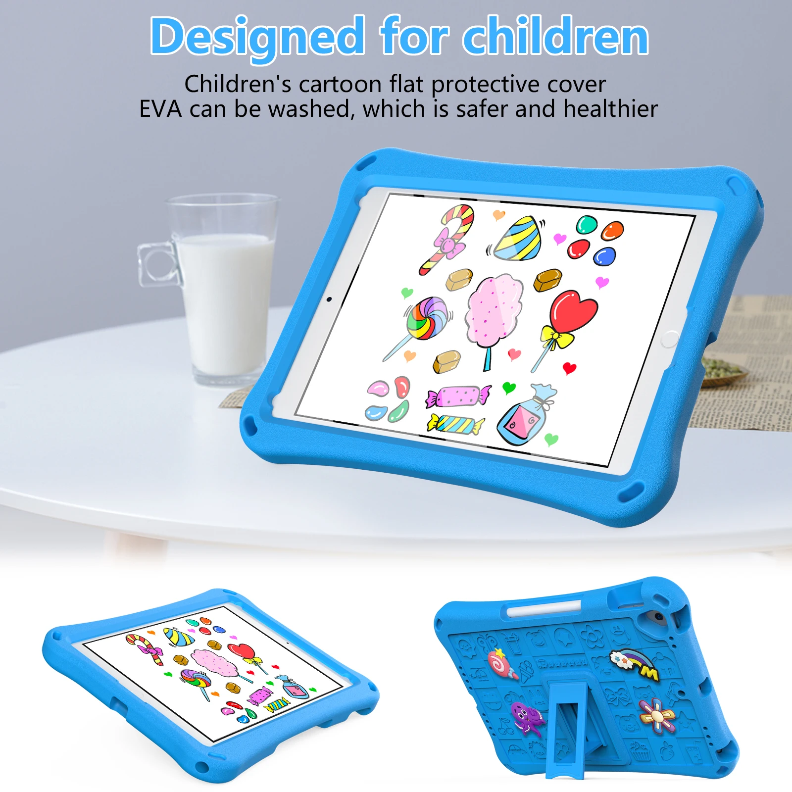 Shockproof Kids iPad Case with Stand, Handle & Pencil Holder