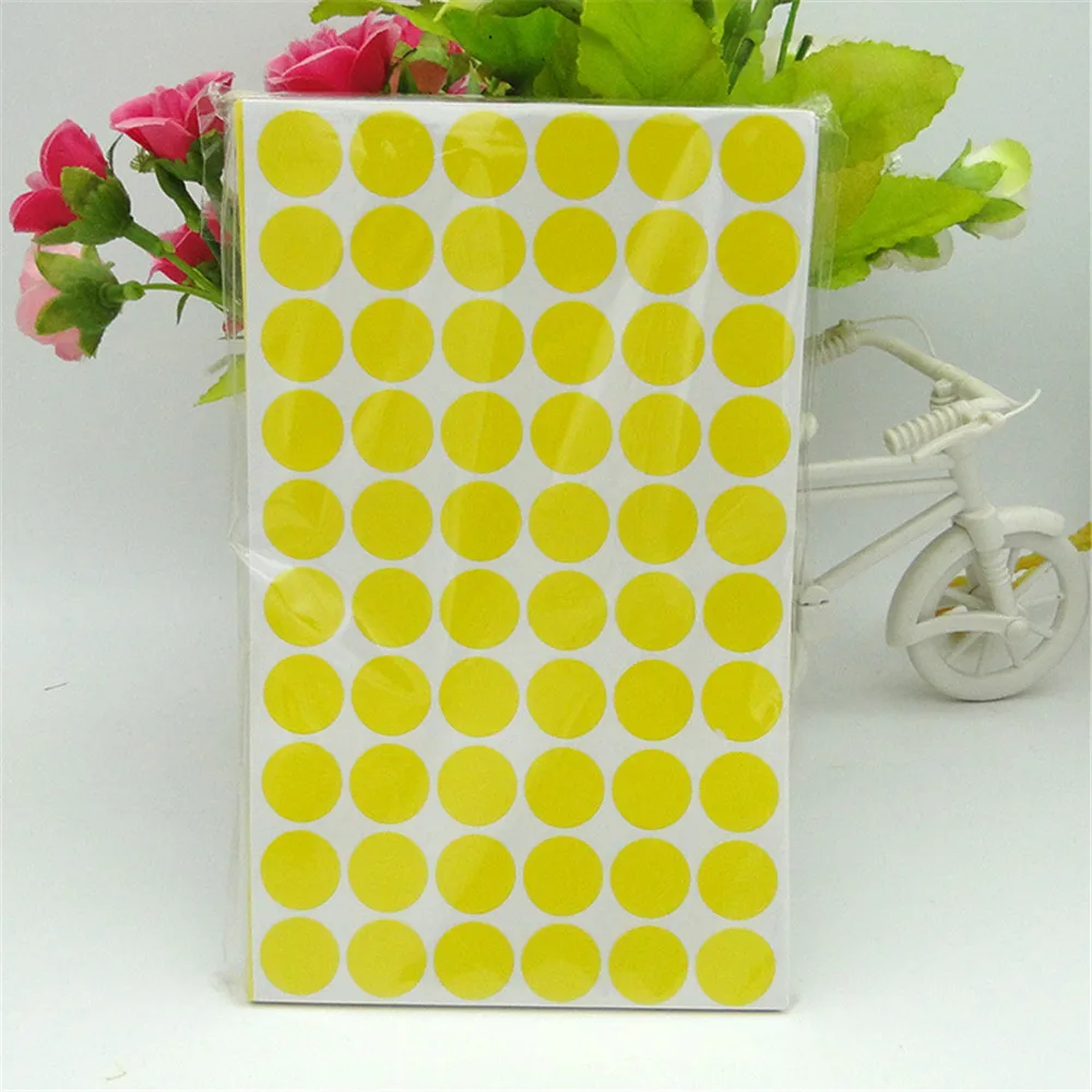 Yellow Round Adhesive Color-Coding Dot Stickers