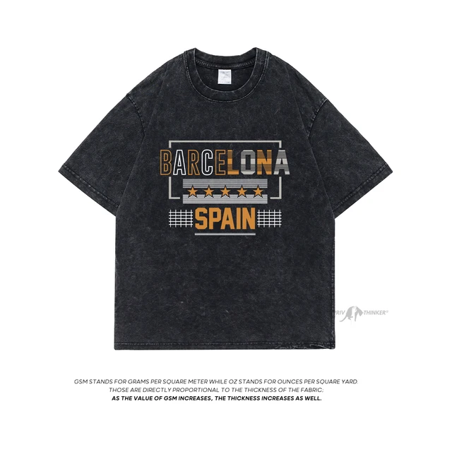 Extfine Barcelona Spain Letter Print Streetwear T-Shirt For Men Vintage T Shirt Cotton Casual Short Sleeve Tshirt Tops Tees Y2k