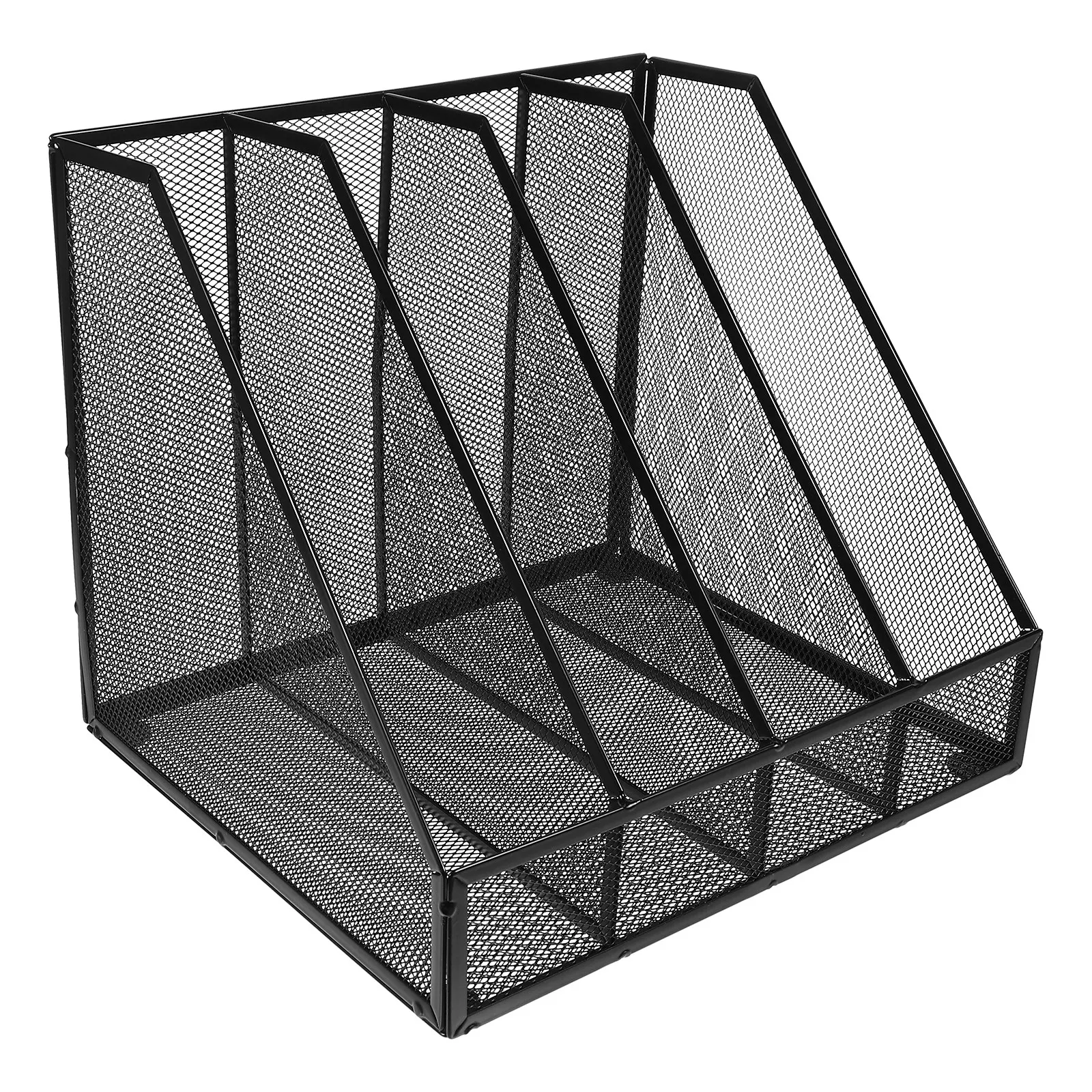 블랙 메탈 데스크 파일 정리함 A4 사이즈 4칸 메쉬 문서 홀더 사무실 가정 작업 공간 종이 분류 보관 랙