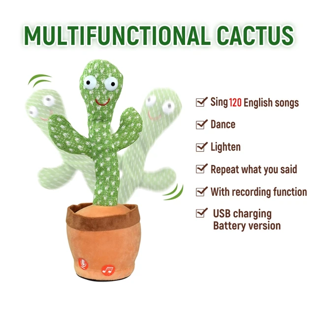 Dancing Cactus Toys Repeat Talking Electronic Plush Toy Tulip Butterfly Giraffe Sing Record Early Education Gift For Kids 2