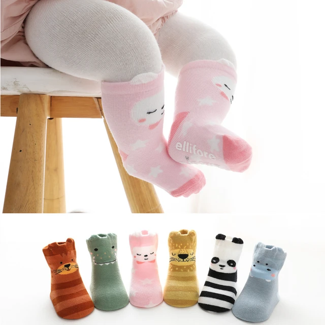 Chaussettes Chaudes Et Épaisses Pour Bébé,chaussons D'hiver À Semelles En  En Caoutchouc Pour Garçon Et Fille, Enfant, - Chaussettes - AliExpress