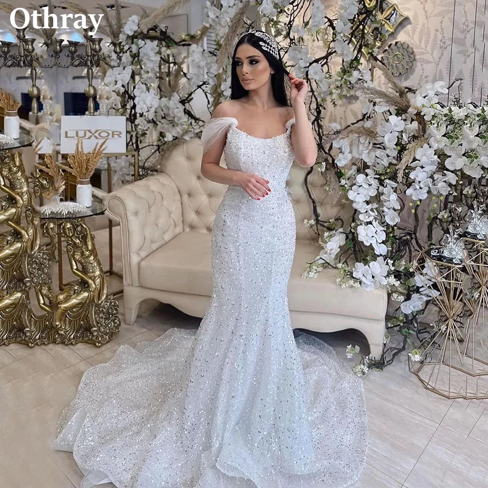 

Othray Gorgeous Beads Sequins Mermaid Wedding Dresses Off The Shoulder Sweep Train Dubai Bridal Gowns Vestidos De Novias