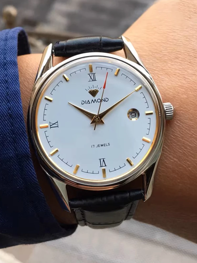 Vintage Shanghai Watches Men 38mm Hand Wind Mechanical