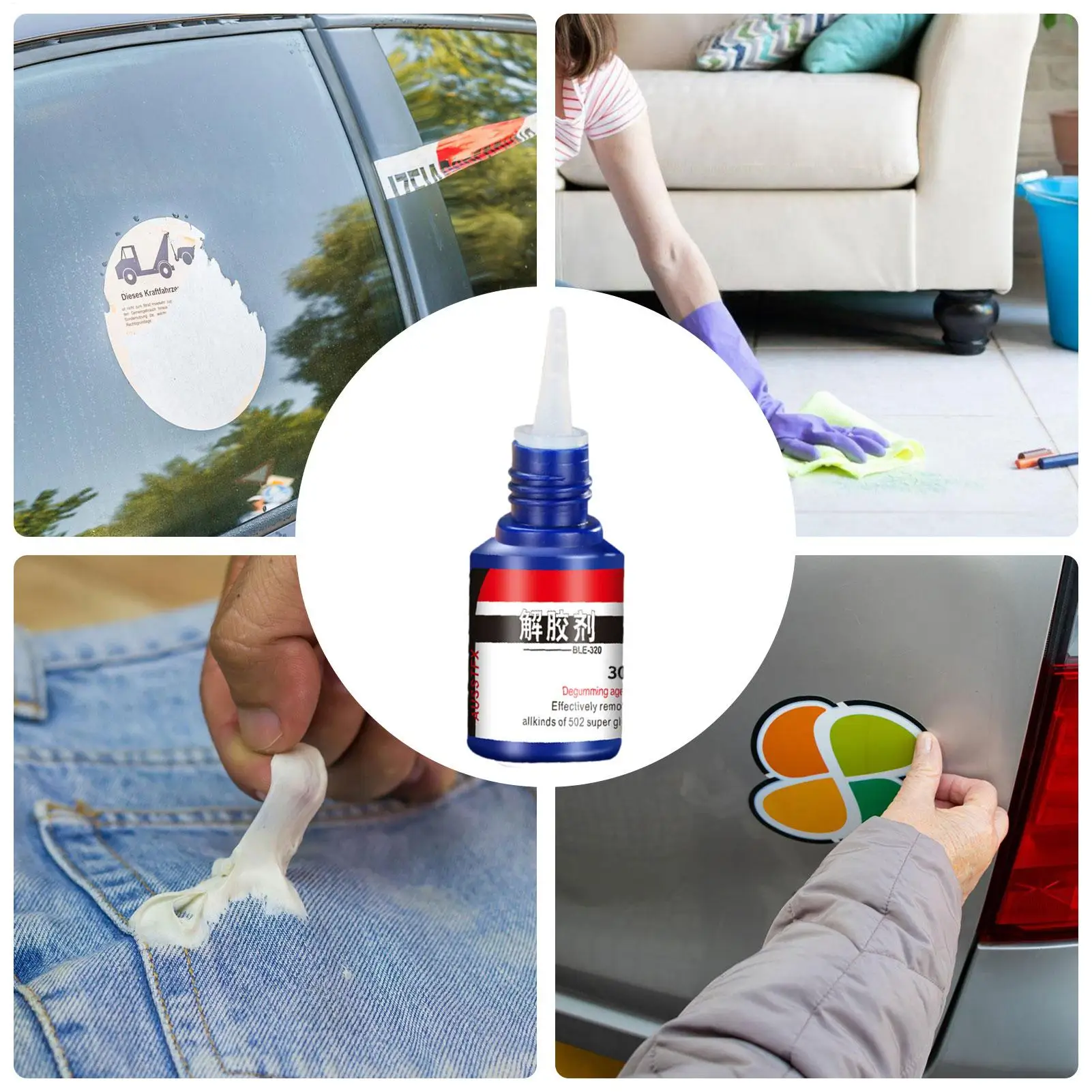 Solvente per colla, agente degomante, rimuovi colla per unghie, detergente per adesivi e supercolla, gel multiuso per rimozione colla 20g - immagine 5