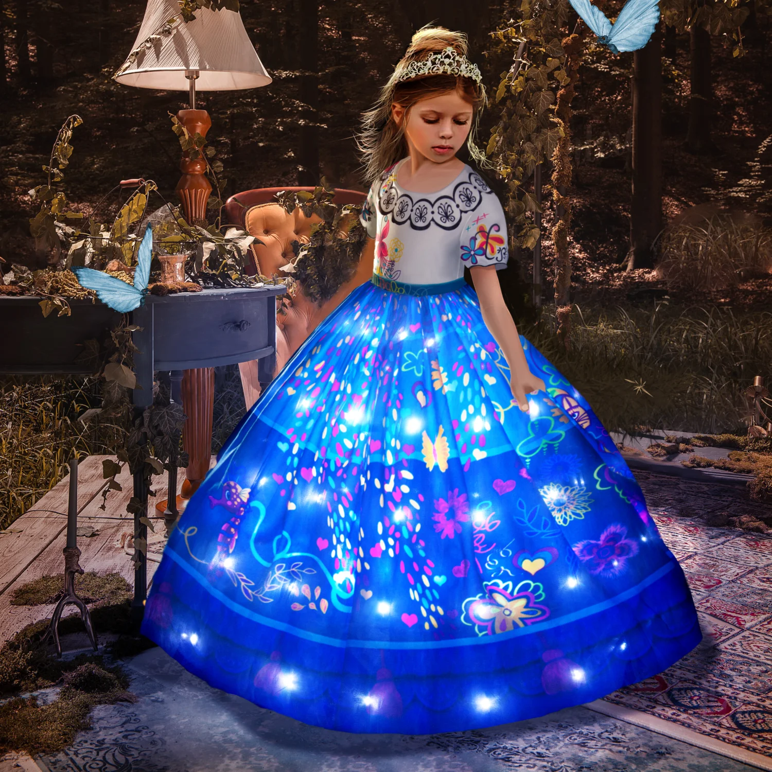 Uporpor Encanto Mirabel Princess LED Light Up Dress for Girls Cosplay  Isabela Christmas Birthday Party Carnival Evening Dresses
