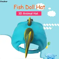 Simulation 3D Fish Hat Zoo Travel Caps Children Adult Baseball Cap Family Outdoor Fishing Dolls Visors Adjustable Snapback Hats 4