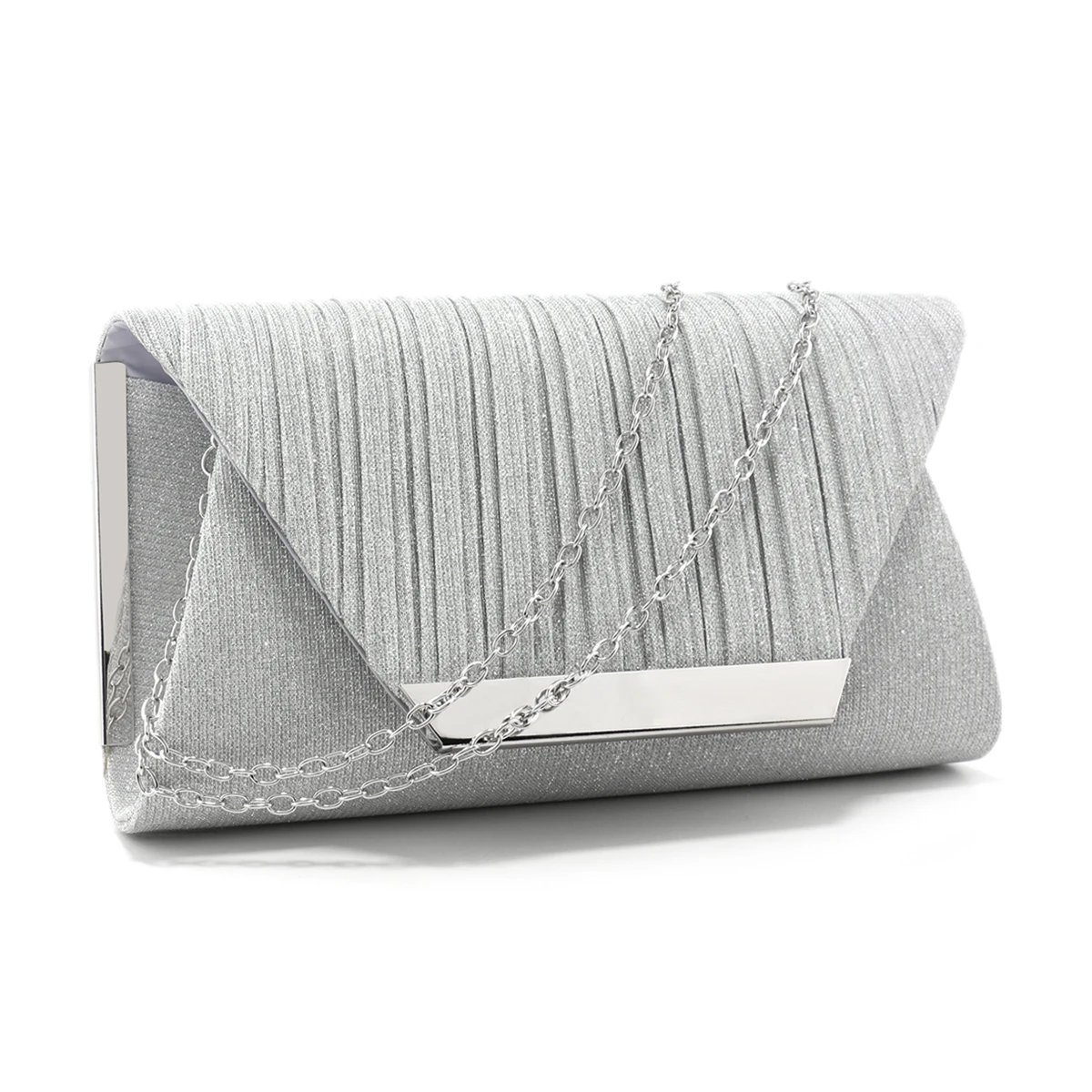 Green Glitter Metal Shoulder Evening Clutch Handbag for Women