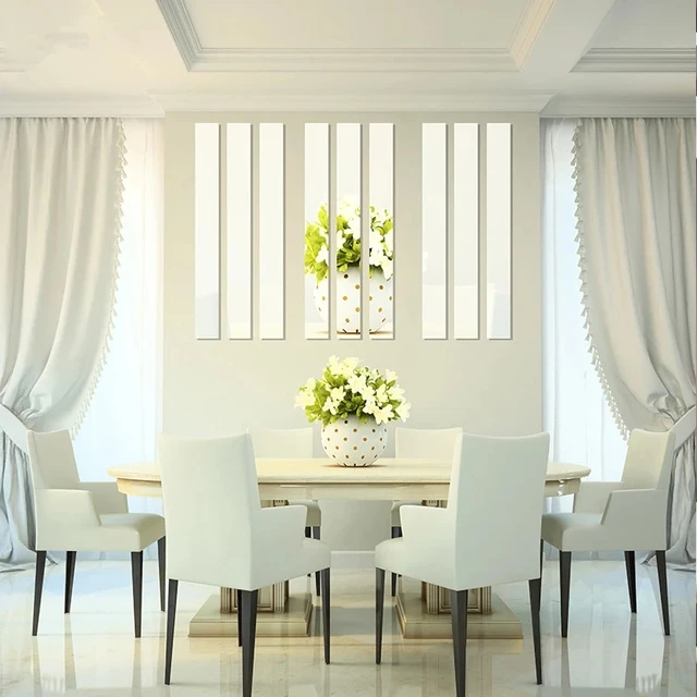 10Db Akril Tükör Falmatrica Téglalap Alakú Önálló Barkács Háttér Fal Derék Vonal Otthoni Nappali Dekoráció - Image 2