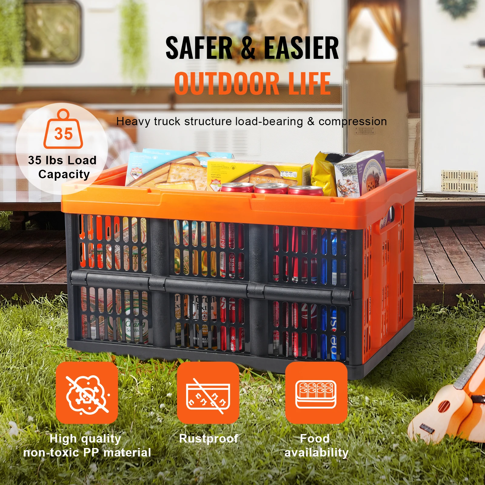 Collapsible Plastic Storage Bins with Handles for Home Organization