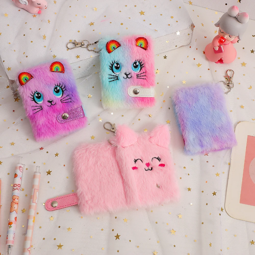 Kawaii Plush Mini Notebooks for Daily Notes Keyring Notepad