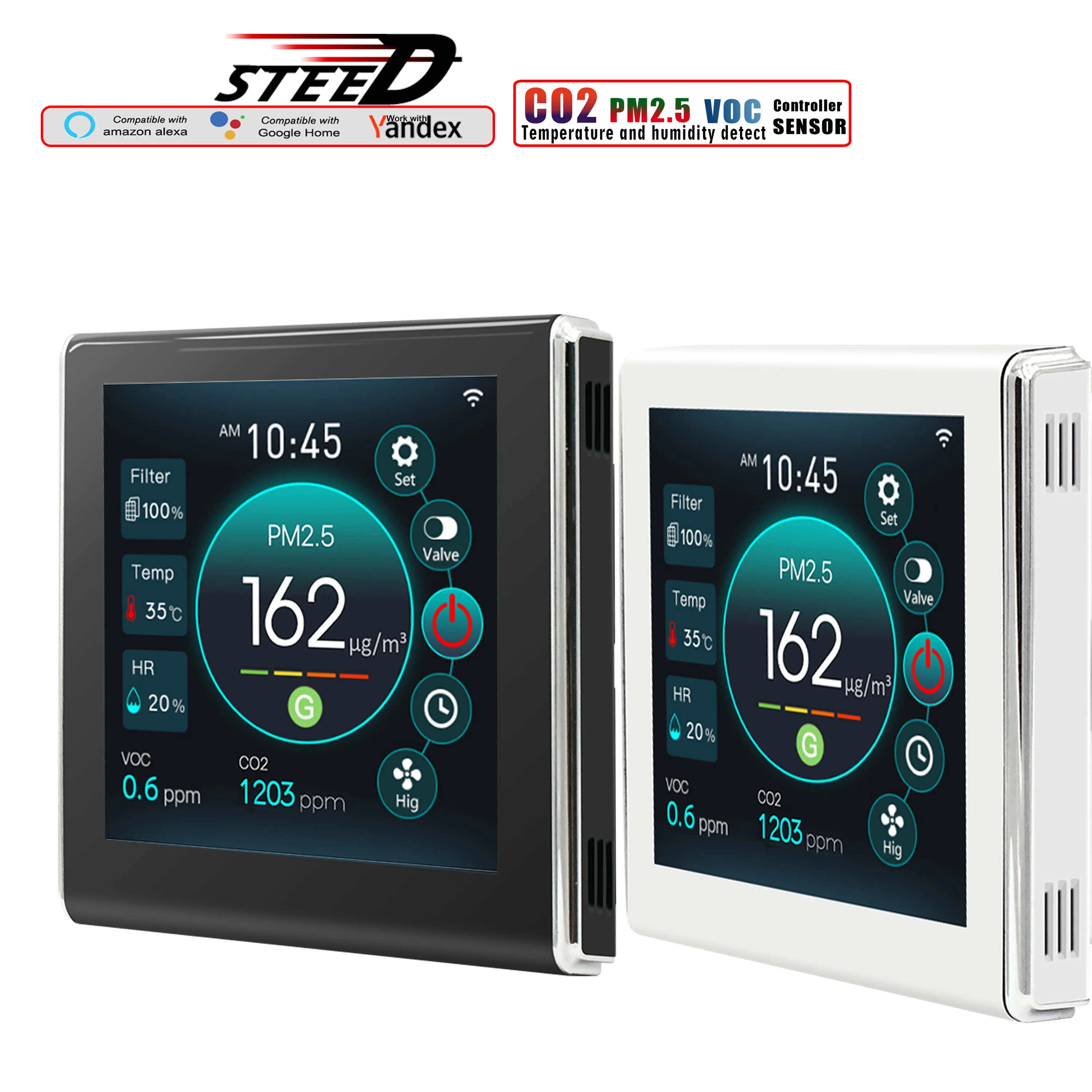Pannello Di Controllo Del Sensore Wifi Pm2.5 E Voc E Co2 Per L'Uscita Del Rilevatore Di Temperatura Dell'Umidità Ac,Ec 0-10V, Ventilatore A Contatto A