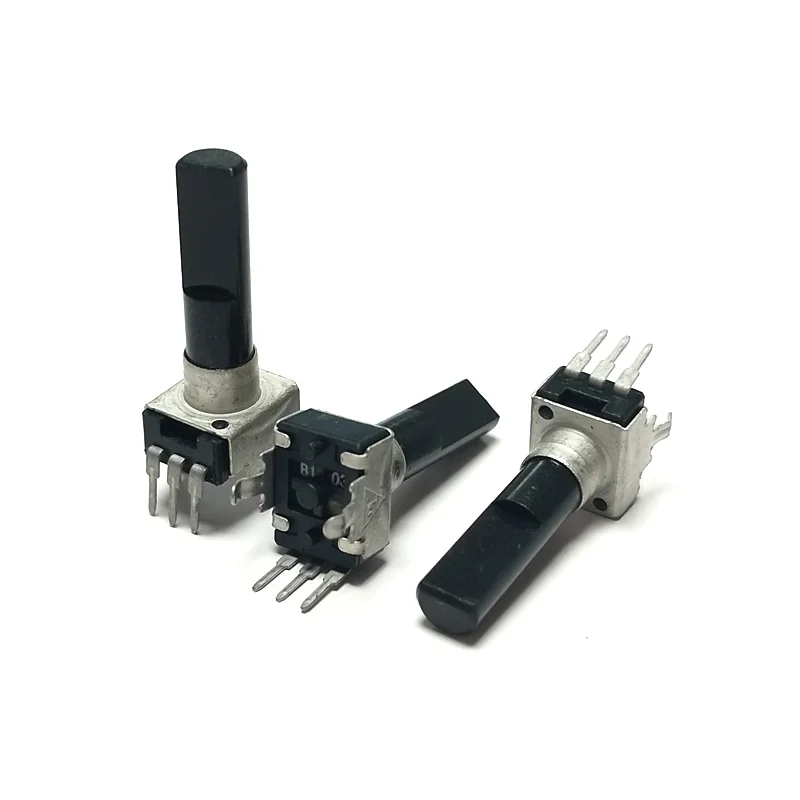 RV09 Type R0902N Vertical Single Potentiometer With Center Click B10K B20K B50K B103 B203 B503 3Pins D Shaft Length 23MM 5pcs