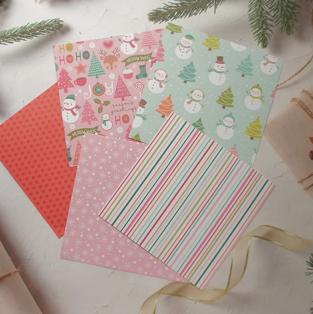 

24 Sheets DIY 12Style 15.2*15.2cm Christmas Smile Santa Snowman Theme Craft Paper Scrapbooking Background Creative Handmade Gift