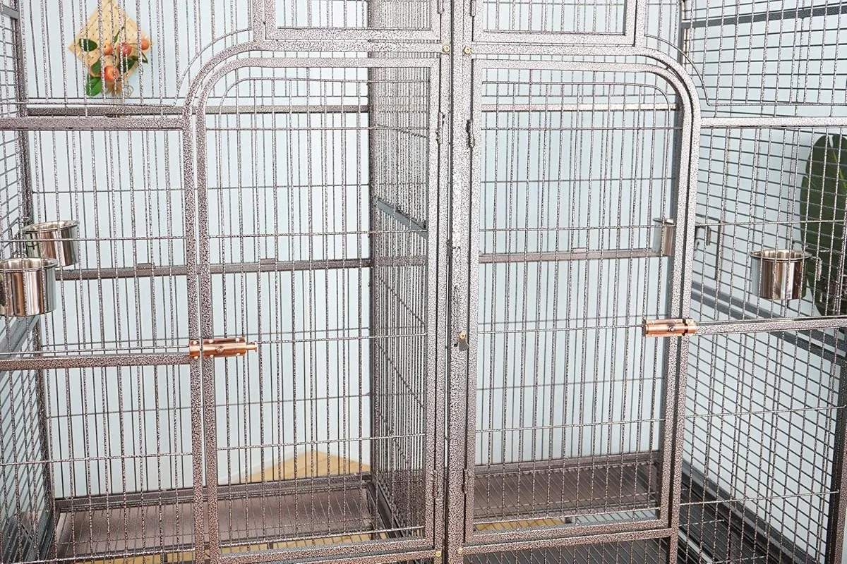 Double Cage with Center Divider for Bird Parrot Aviary W64xD32xH73 New Huge double size aviary Removable trays and grates