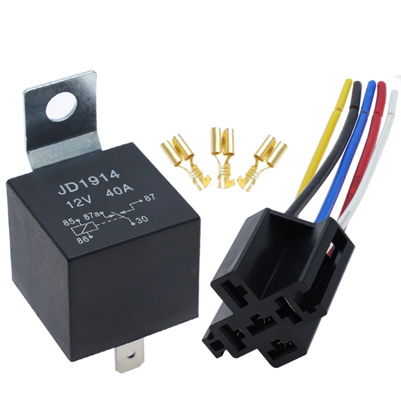 방수 자동 릴레이 퓨즈 코일, DC 12V 24V, 1.8W 전압 릴레이, 4 핀, 5 핀, 40A