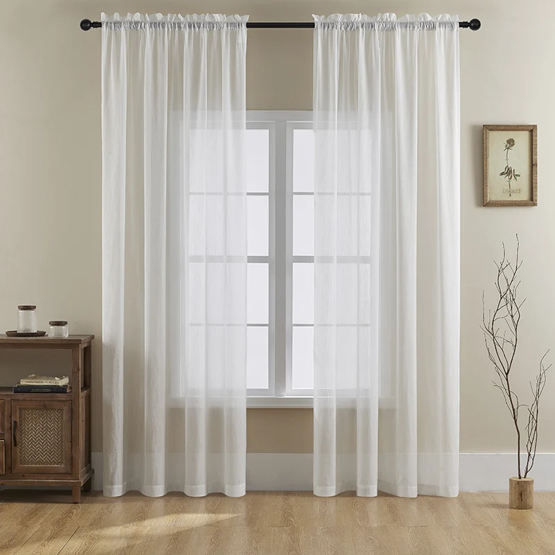 CHAXI Modern Solid White Tulle Sheer Curtain for Living Room Bedroom Kitchen Voile Window Drapes Decoration Custom Made 2