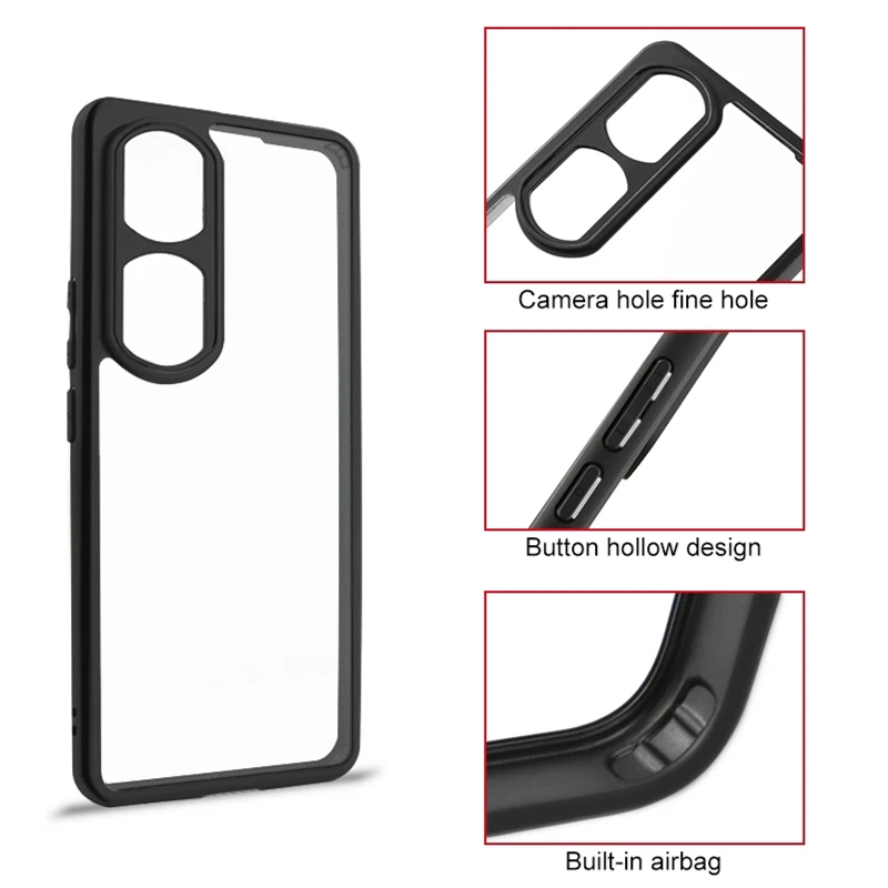 

Легкий противоударный чехол с защитой от царапин для Honor 90 Pro 6,78 дюйма 6,7 дюйма, мягкая рамка из ТПУ, жесткая пластиковая прозрачная задняя крышка