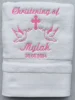 AHSNME Customized Baptism Towel 70x140cm Bath Towels for Baby Christening White Towel with Name and Date 3
