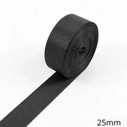Durable Black Nylon Webbing Straps for DIY Sewing and Craft Projects - 5M Roll, 10 - 100mm Width (25mm)