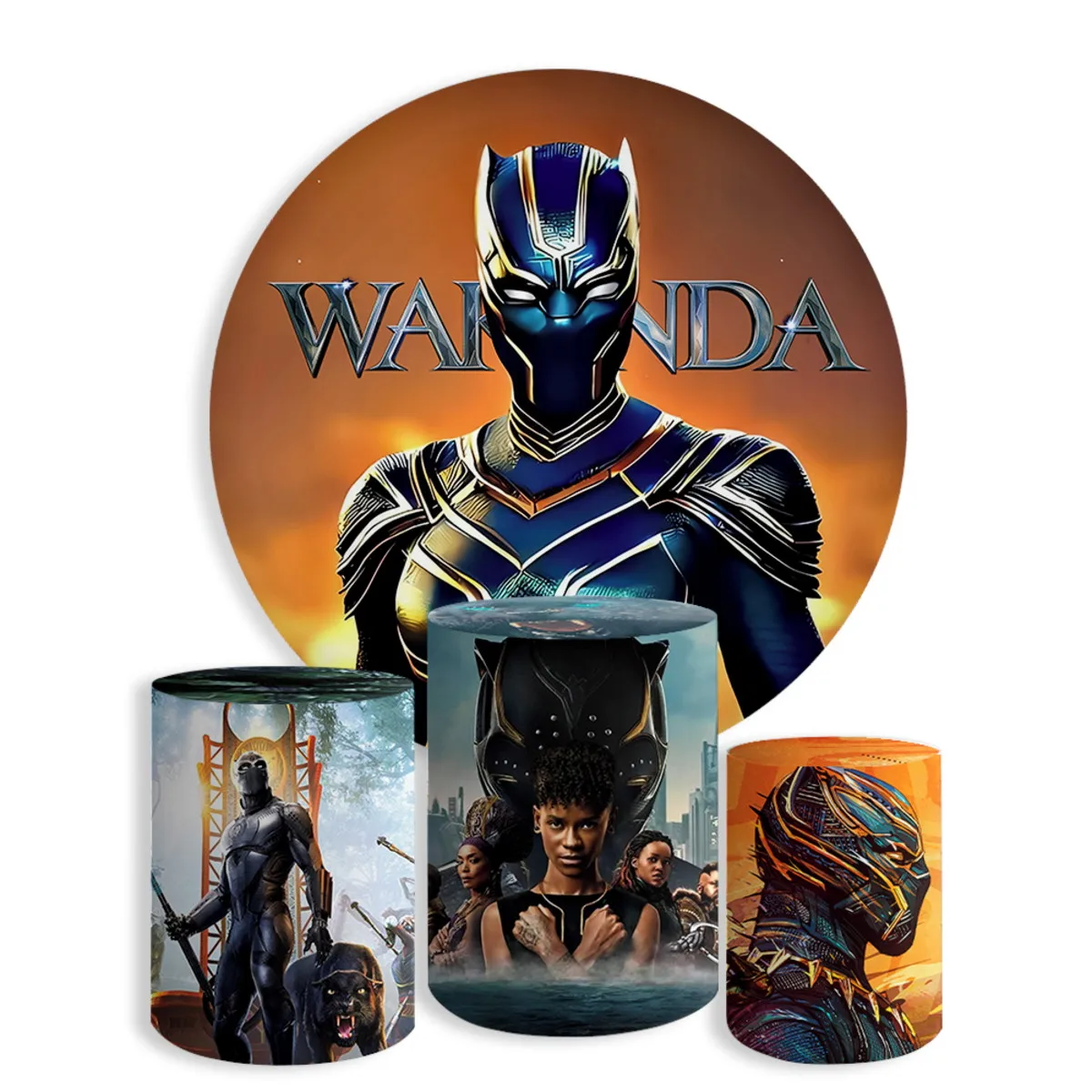 

Disney Black Panther Round Photography Backdrop Superhero Birthday Baby Shower Photo Background City Circle Photo Booth Props