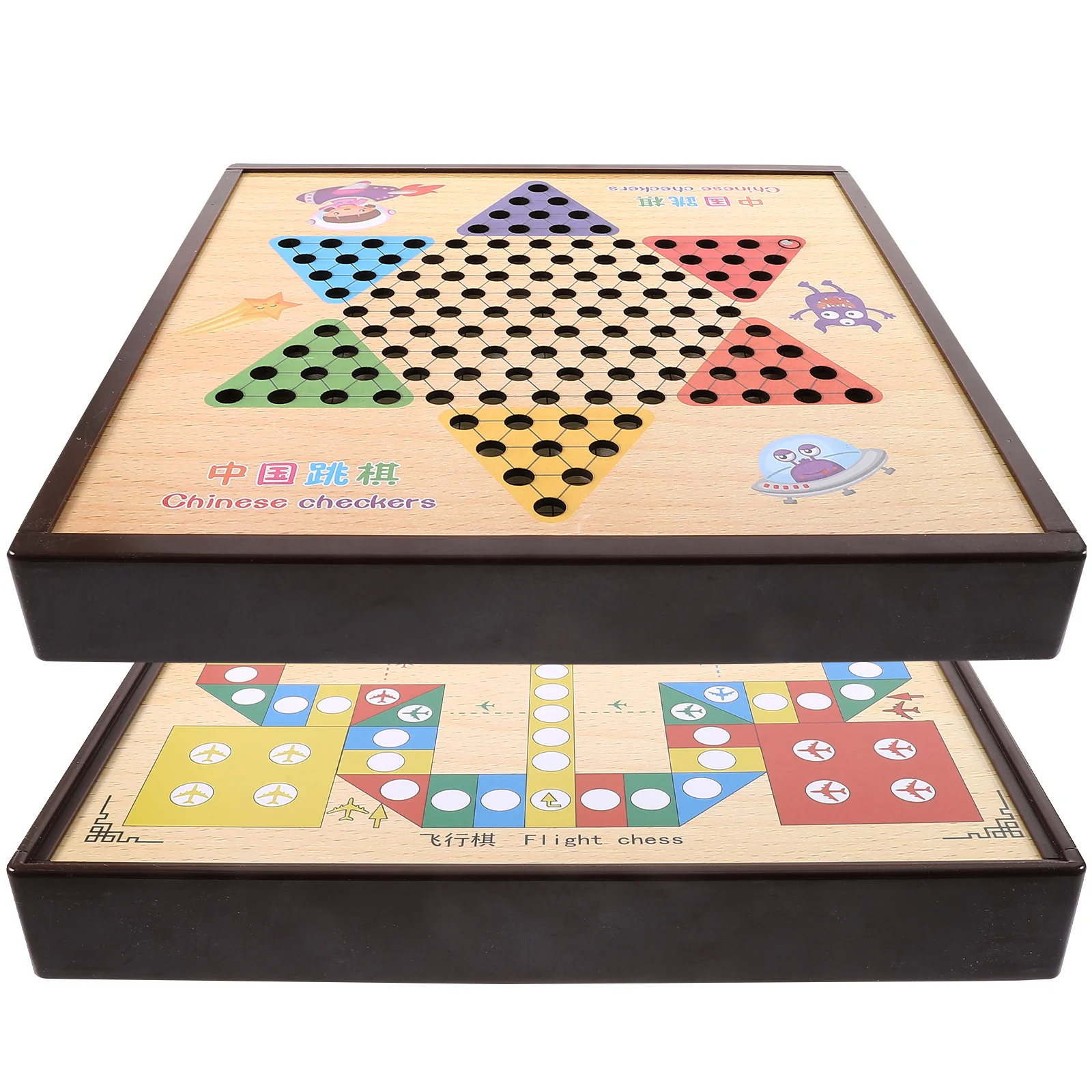 All-in-one Checkers Convenient Chess Wooden Playset Game Board Kids Adults Small Table Travel