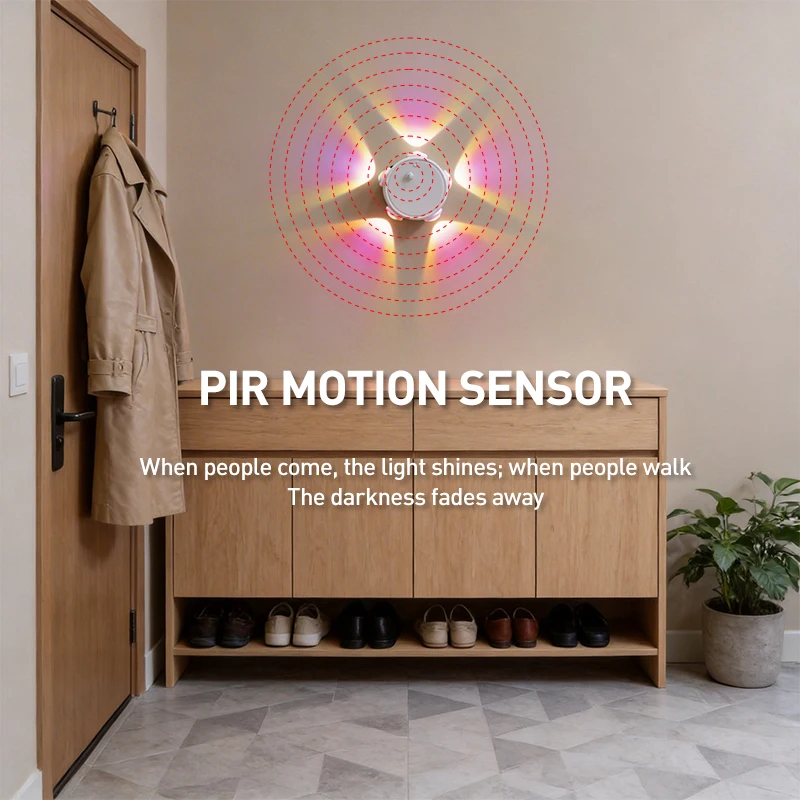 LED PIR Night Light with Motion Sensor RGB Rechargeable Magnetic Wall Lamp Mood Ambient Light for Cabinet Hallway Stair