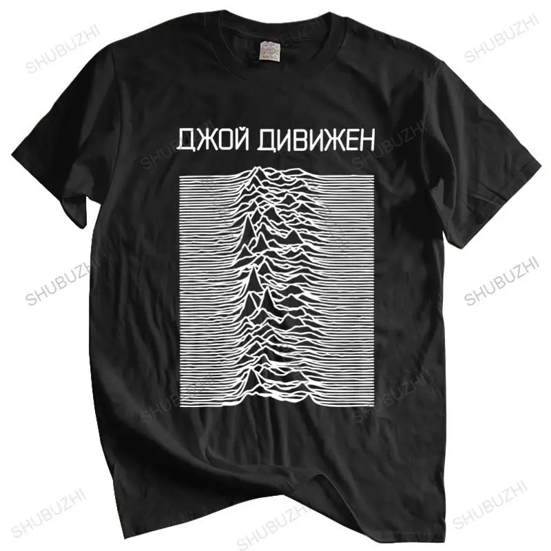 Maglietta In Cotone Magliette Estive Da Uomo Maglietta Novità Da Uomo Joy Division Unknown Pleasures Cyrillic Man Brand T-Shirt Taglia Più Grande