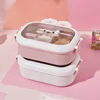 950ml Cute Rabbit Lunch Box Stainless Steel 2 Grid Bento Box Buckle Design Sealed and Leak-proof Portable Food Storage Container 4