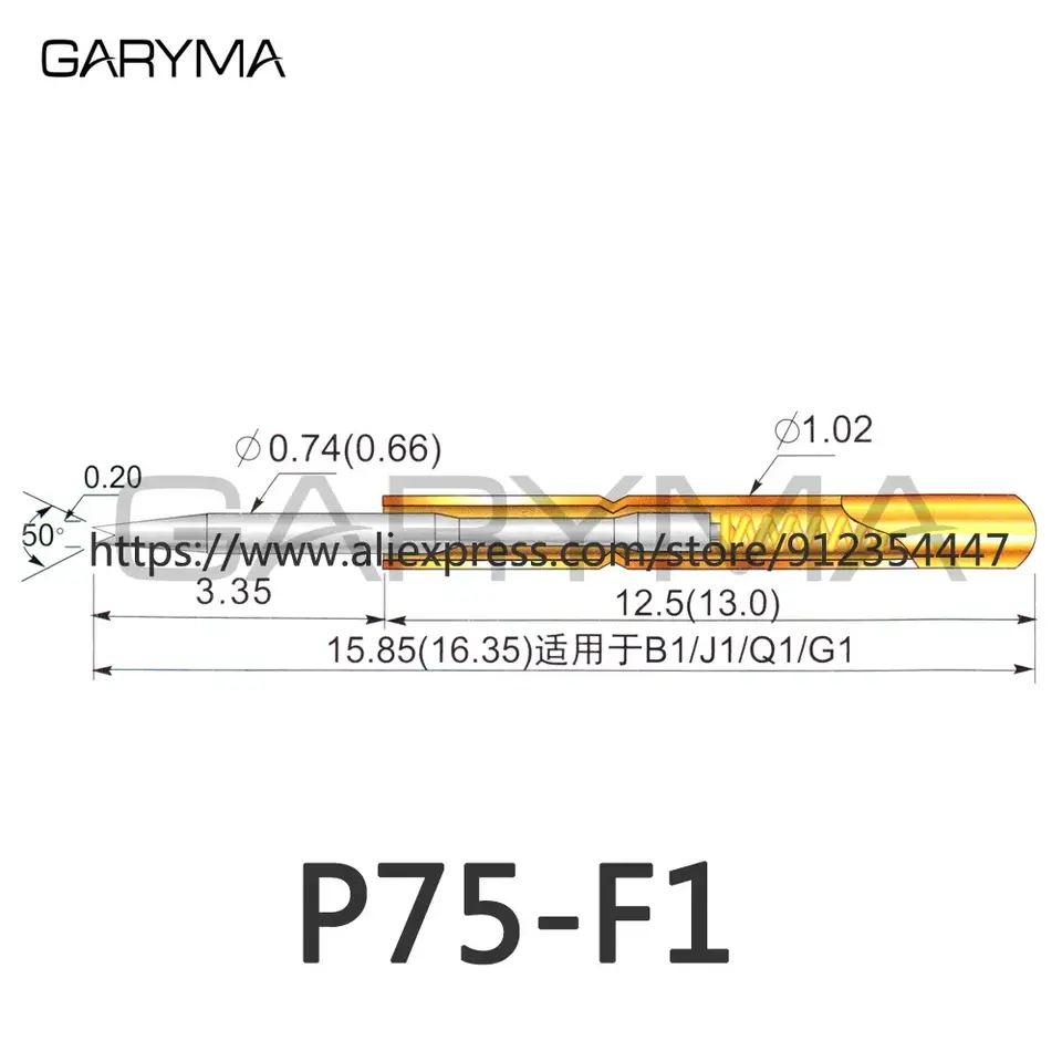 100Pcs P75-A2 P75-B1 P75-1D P75-D2 P75-D3 P75-E2 P75-E3 P75-F1 P75-G2 R75-1S R75-2S 3S Spring Test Probes Pogo Pins Receptacle image 10