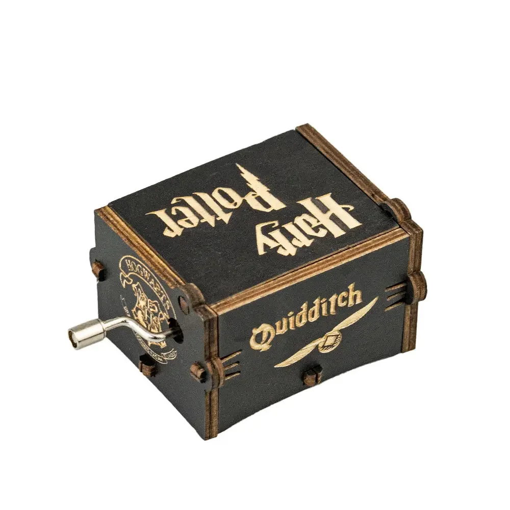 1pc Antique Music Box Wooden Hand-cranked Retro Carved Classic Theme Music Children's Birthday Christmas Gifts Family Decoration