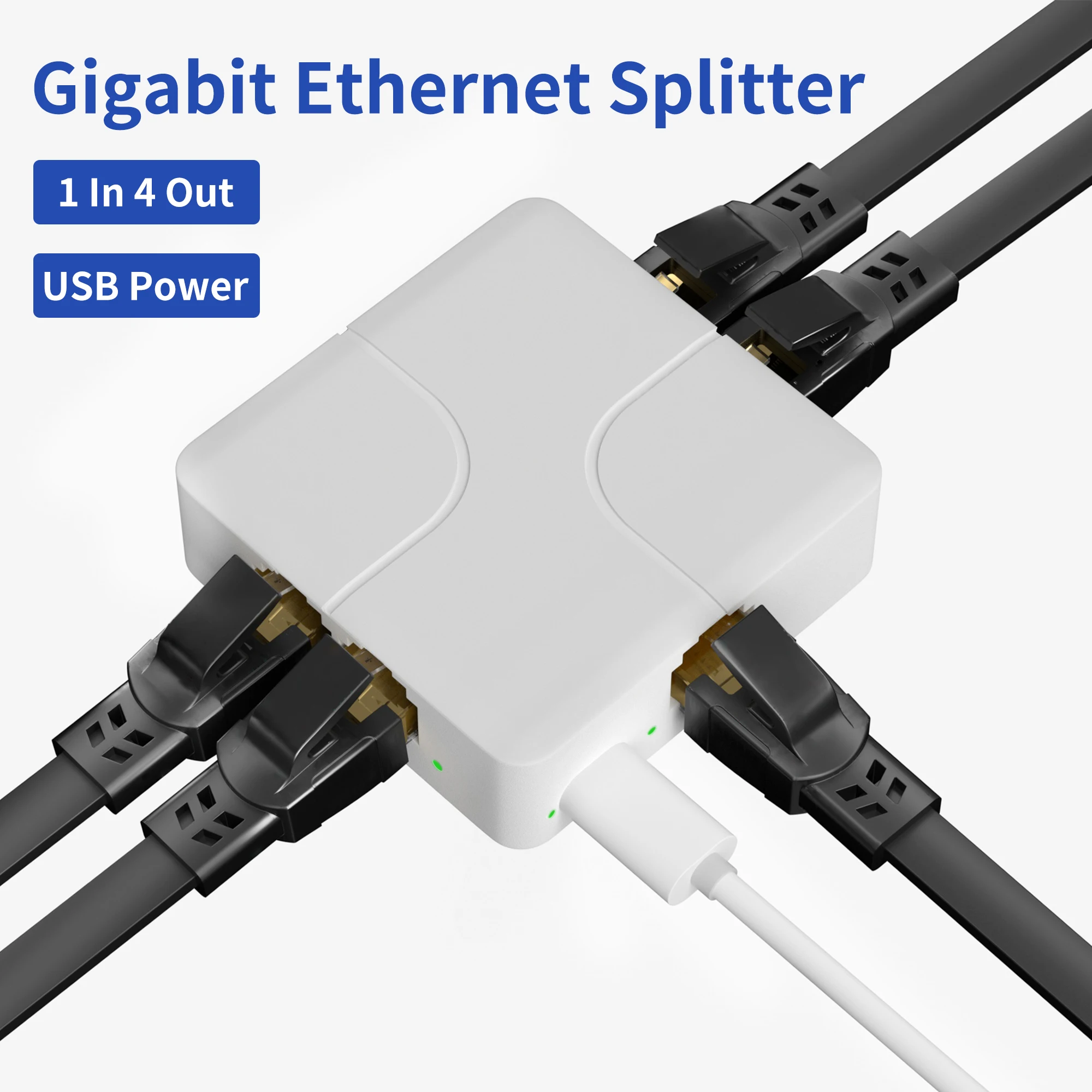 Разветвитель Ethernet с USB-кабелем питания