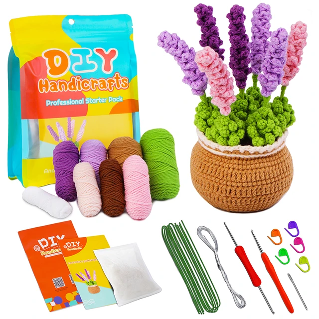 KRABALL Crochet Flower Kit for Beginners With Instruction Knitting Yarn  Thread Hook Needles Easy Knit Accessories Set DIY Craft - AliExpress