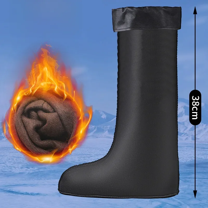 thumbnail image 1 of Cubrezapatos de algodón para otoño e invierno, para hombre y mujer, con forro de felpa, grueso, cálido, aislante, para botas de lluvia fría, cubrezapatos de goma interior, calcetines de algodón, 1 of 5