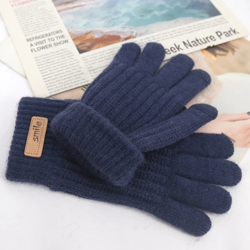 Knitted Gloves Winter Touchscreen Thicken Warm Wool Cashmere Mitten Winter Gloves