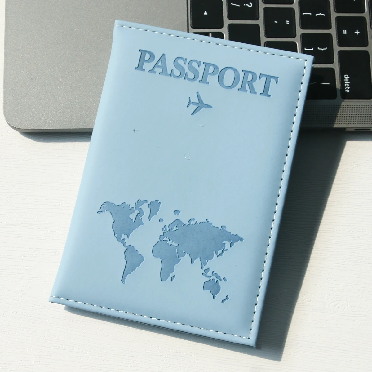 Sleek Map PU Leather Passport Holder - Essential Travel Accessory