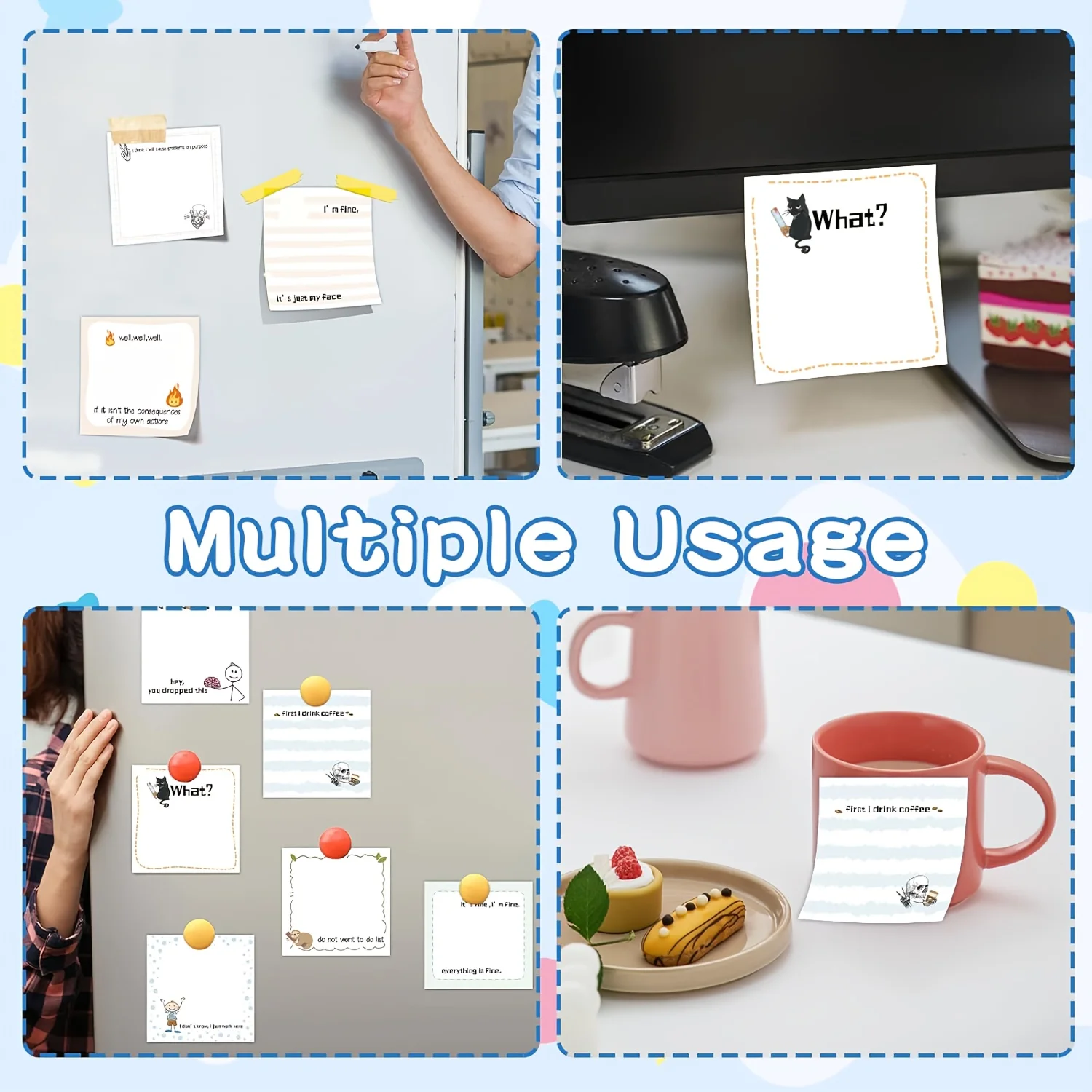 6/12 Pcs Fun Sticky Notes Self-Adhesive  For Use As Fun Memos At Work, School, Or Home 180/360 Sheets Of Humorous Sticky Notes - 4