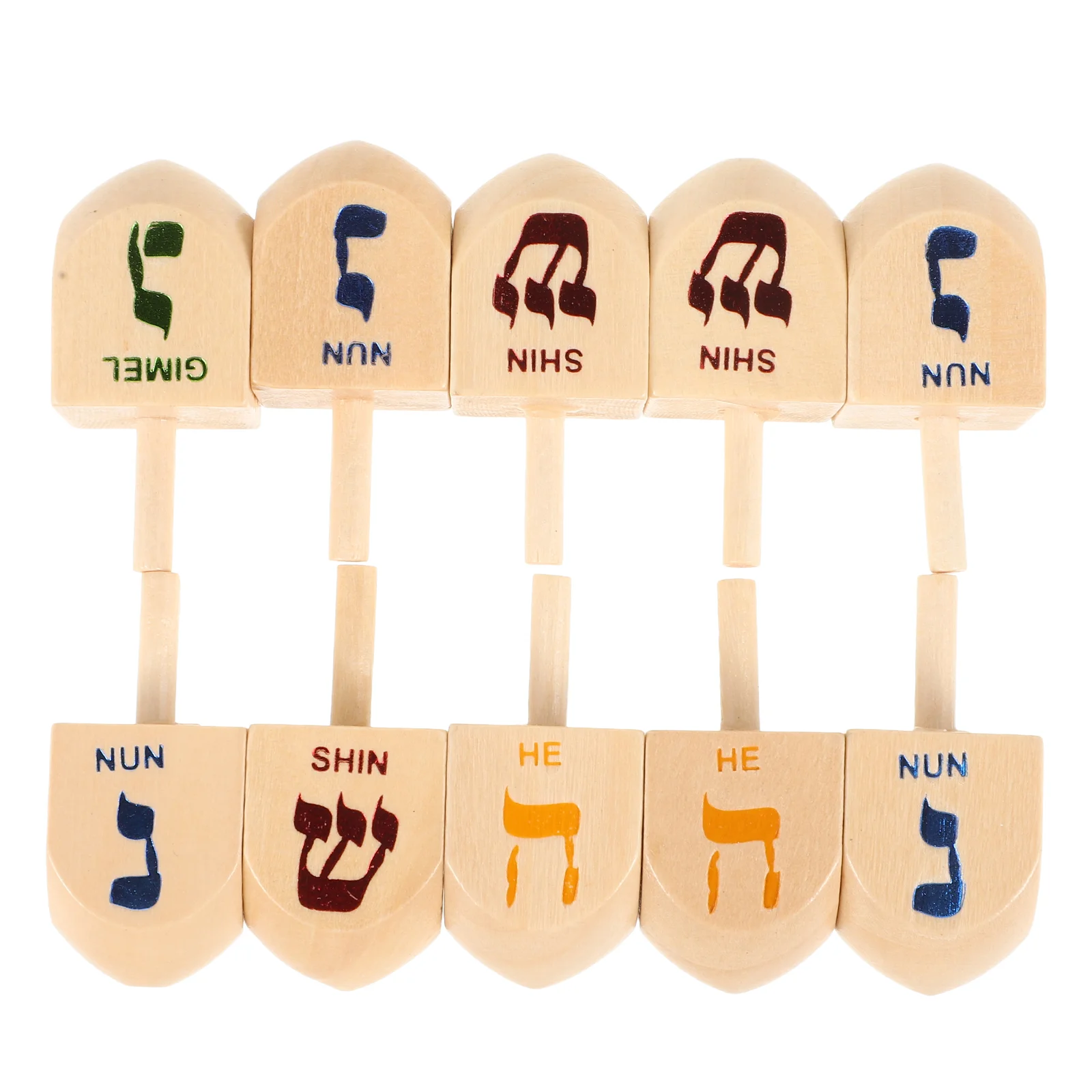 10 Pcs Spinning Top Toy Festival Dreidel Hanukkah Party Toys Small Wooden Miniature Travel