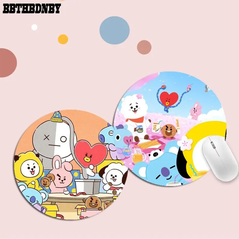 

Kpop-BTS Anime DIY Round Kawaii Cartoon Anime Gaming Mouse Pad Keyboard Mouse Mats Deskpad Girls for PC Mouse Carpet